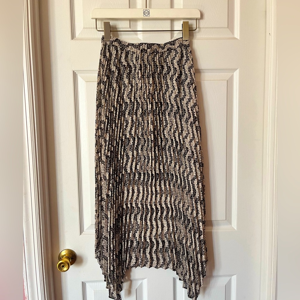 The Kooples Zigzag Pattern Maxi Skirt in Black and Cream